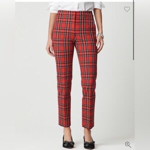 J. Crew Kelsey Pant Red Tartan Plaid Ankle Straight Pants Size 12 Holiday